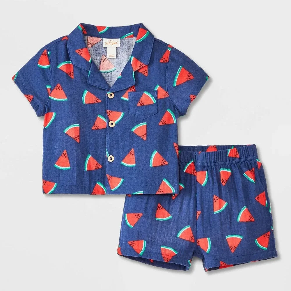 Cat & Jack™ Baby Boys' Watermelon Top & Bottom Set Blue